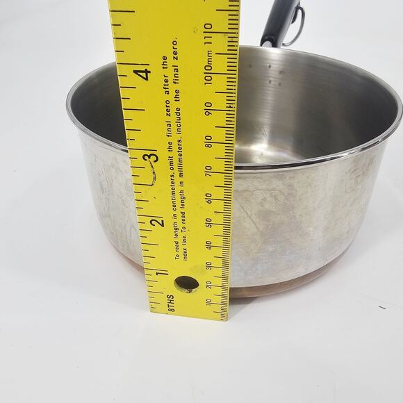 2 Vintage Revere Ware 1950's Copper 1 Qt & 2 Qt Pots With Handle & Ring NO LIDS - Picture 10 of 12